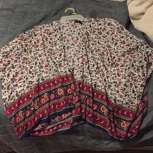 Floral mid sleeve cover up